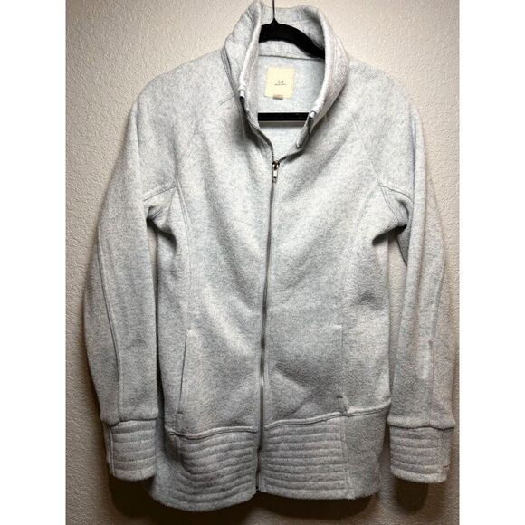 Thread & Supply Jackets & Blazers - Thread & Supply Fleece Moto Zip Hoodie Jacket Gray Thumb Hole Women's Small